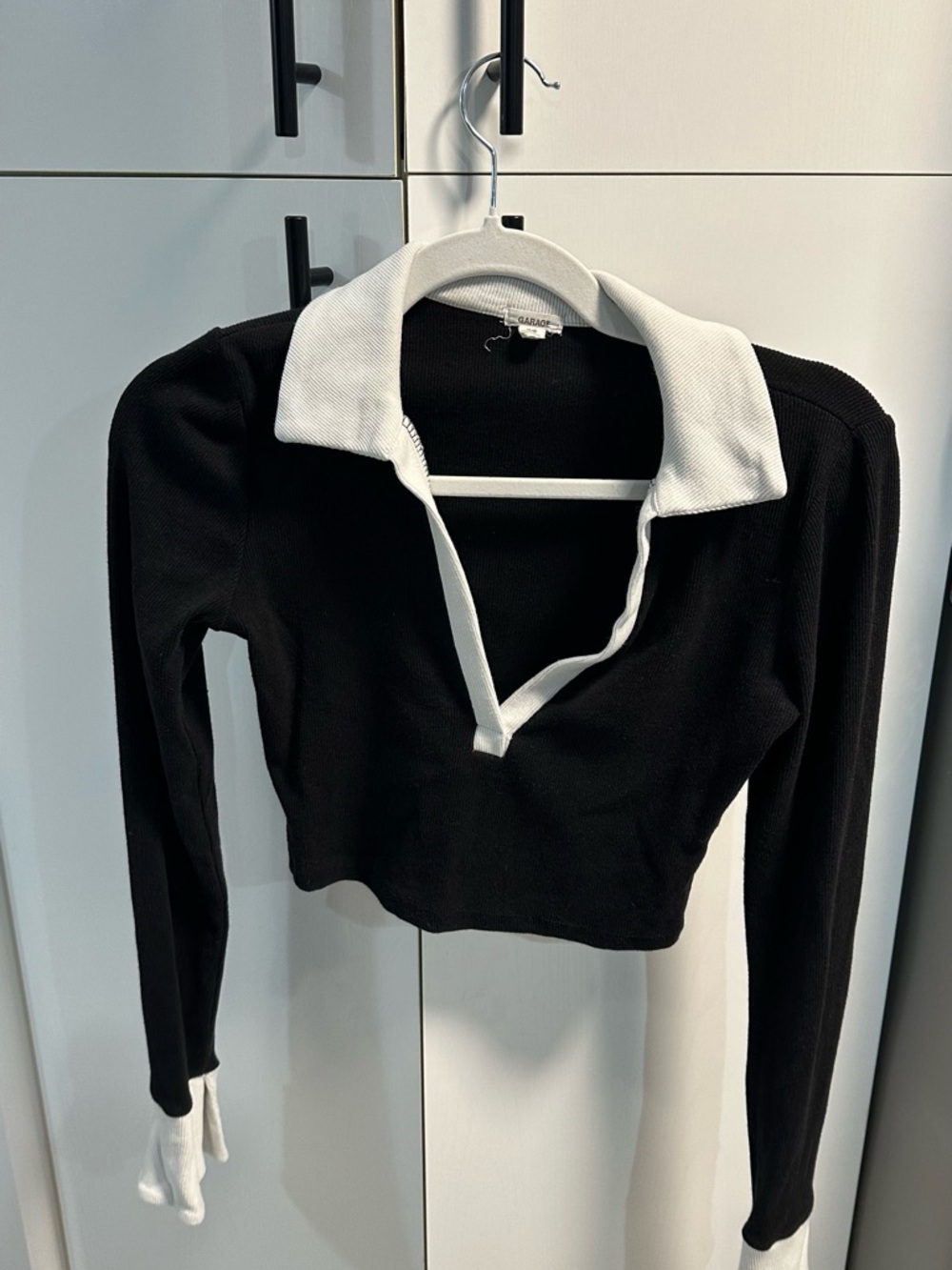 Garage Black Top with White Trim Collar